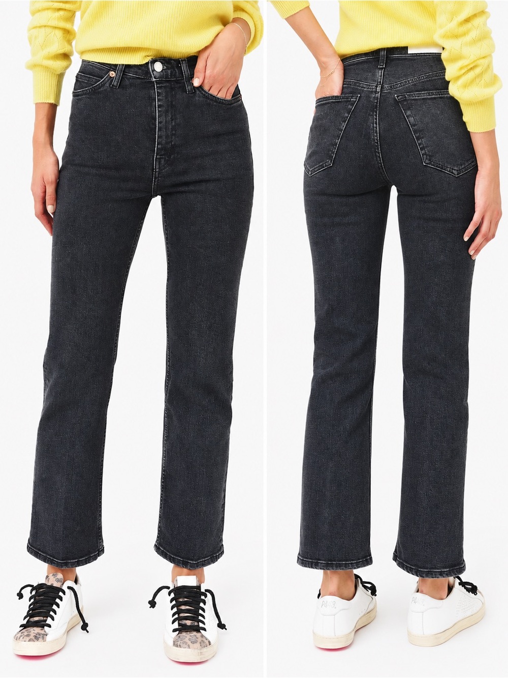 RE/DONE ’70s High Rise Stove Pipe Jeans Stoned Noir Size 27 NWOT